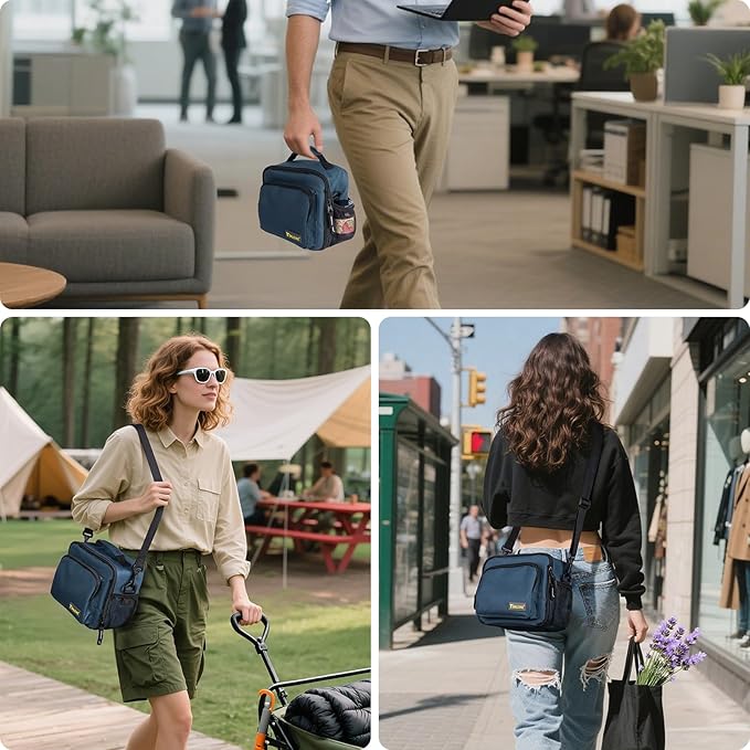 BALEINE Insulated Lunch Bag for Men Women, Leakproof Cooler Bag with Adjustable Shoulder Strap for Work Picnic, Lunch Box for Women Men (Small, Blue)