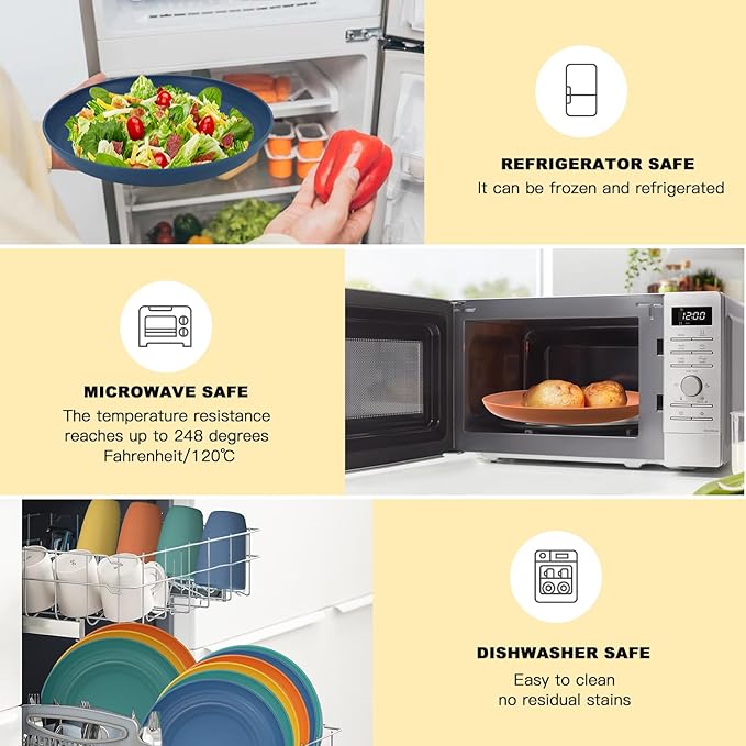 Premium Wheat Straw Dinnerware Sets for 4,Dishwasher & Microwave Safe Plates and Bowls Sets 20-Piece, Unbreakable and Lightweight Bowls for RV,Camping and Picnic,Kitchen Essentials - Multi color