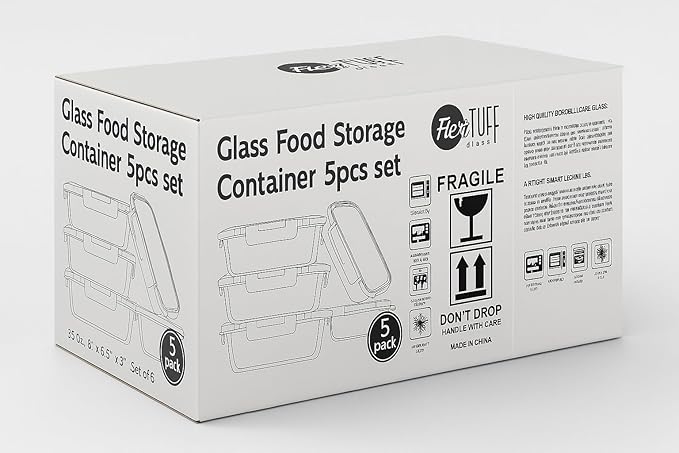 10pcs set Food Storage Container (5 Airtight and 5 Lids) | BPA Free, Leakproof Lids, Dishwasher, Microwave & Freezer Safe | Containers for Kitchen - Clear