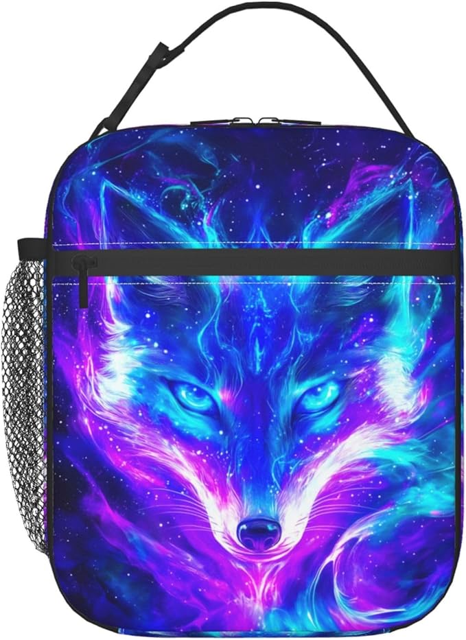 Wolf Lunch Box for Girls Women Men Wolf Insulated Lunch Bag Animal Lunchbox Anime Thermal Reusable Lunch Cooler Totes Meal Tote Kit for School Picnic Work Office Hiking