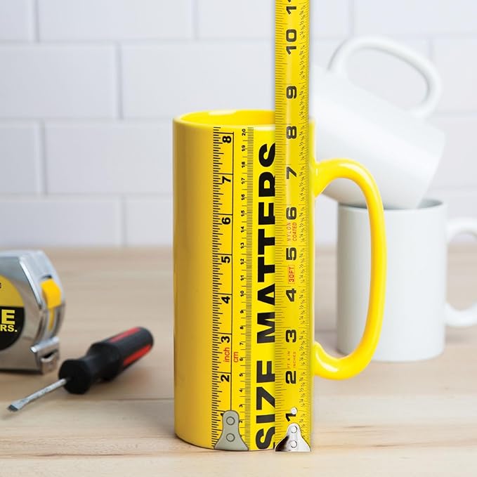 BigMouth Inc Ruler Coffee Mug, Funny Ceramic Novelty Cup with Actual Scale 8 inch Ruler, Gag Gift for Adults and Coffee Lovers, 32 ounces