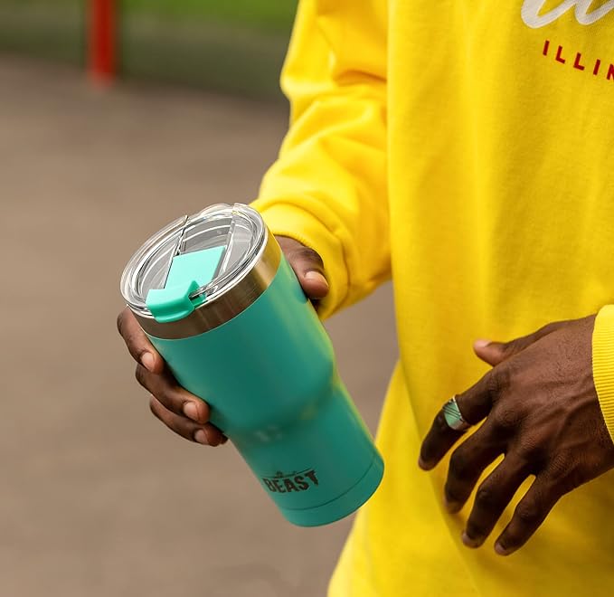 Beast 40 oz Tumbler Stainless Steel Vacuum Insulated Coffee Ice Cup Double Wall Travel Flask (Aquamarine Blue)