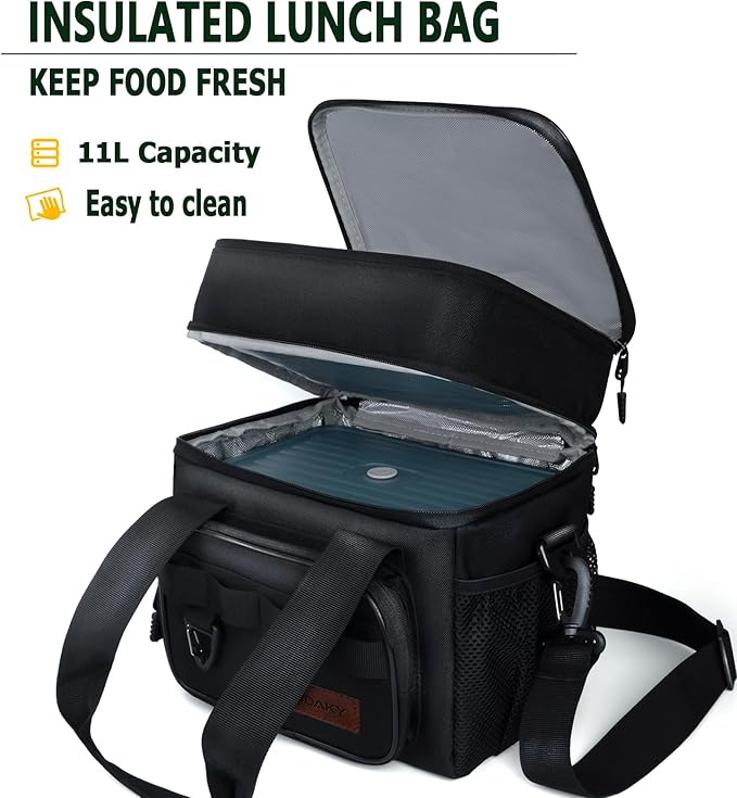 60oz Electric Lunch Box Food Heater, Heated Lunch Box for Adults Men, 12v/24v/110v Portable Food Warmer 80W Self Heating Lunchbox for Work Car Truck With Insulated Lunch Bag