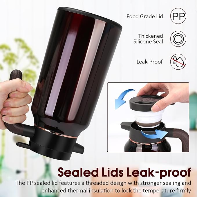 68oz Thermal Coffee Carafe, Stainless Steel Carafes for Hot Liquids 24 Hours, Insulated Coffee Carafes For Keeping Hot Coffee, Hot Water, Tea, Hot Beverage (Red)