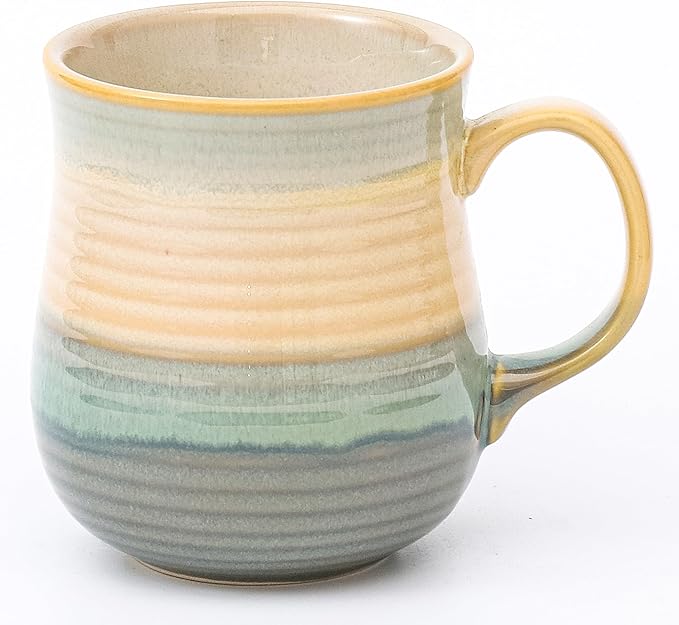 21 oz Large Ceramic Coffee Mugs, Pottery Mug Handmade, Ceramic Tea Cups with Handle for Office and Home, Dishwasher and Microwave Safe (Grayish Blue)