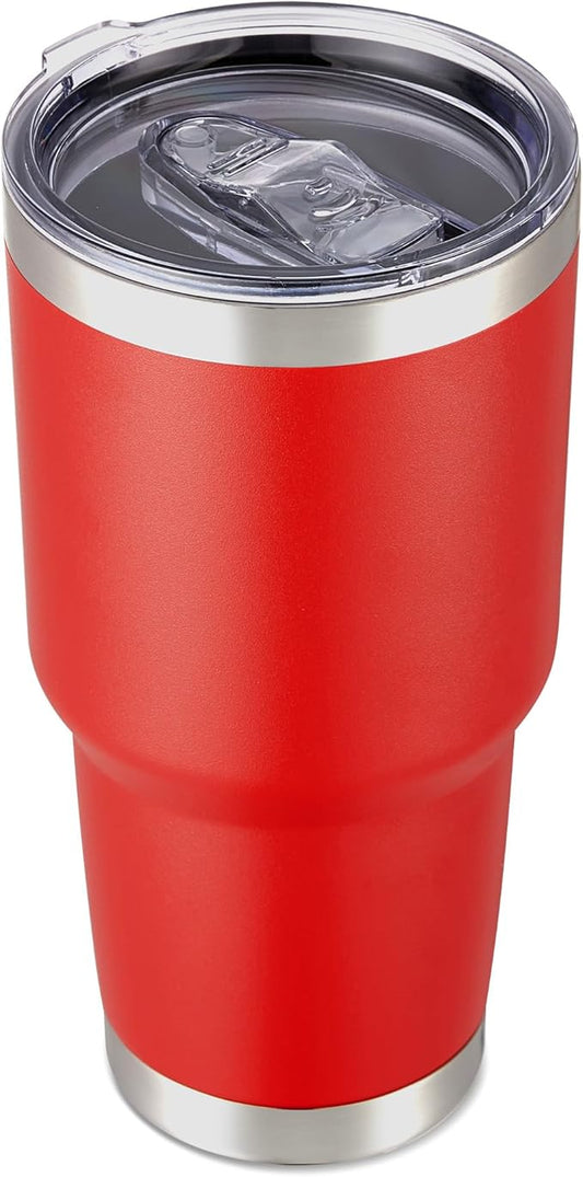 30 oz Tumbler with Lid Stainless Steel Tumblers Vacuum Insulated Cup Reusable Powder Coated Travel Mug Double Wall Leak Proof Portable Cups Keep Cold Drinks for 12 Hours, Wine Red, 1 Pack