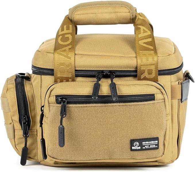 WOLFpak 9L Mini Tactical Lunch Box Cooler Bag - Water-Resistant 1000D Fabric, Insulated, Multiple Pockets, MOLLE & Patch Panel, Ideal for Work, Gym, Hiking (Khaki)