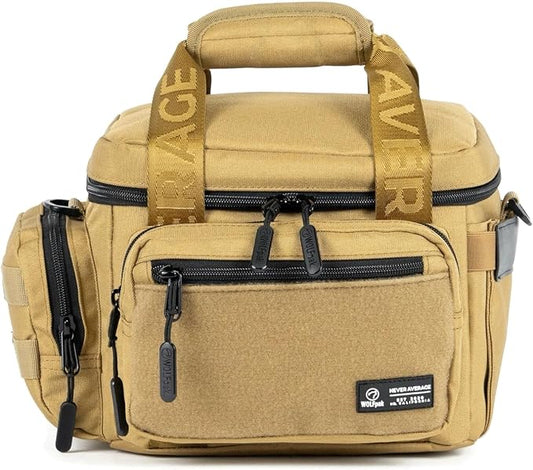 WOLFpak 9L Mini Tactical Lunch Box Cooler Bag - Water-Resistant 1000D Fabric, Insulated, Multiple Pockets, MOLLE & Patch Panel, Ideal for Work, Gym, Hiking (Khaki)