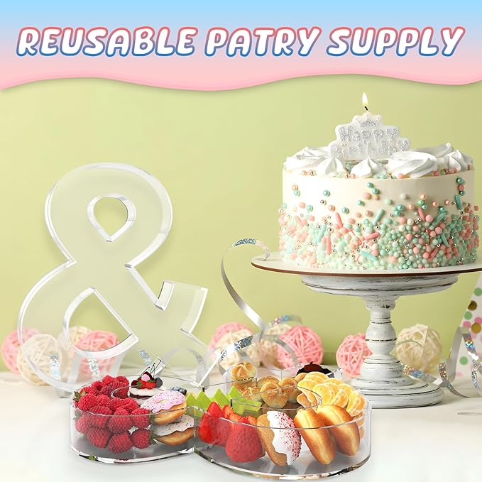 11" Acrylic Letter Charcuterie Box, Reusable Fillable Alphabet Number Shaped Form Tray for Birthday Anniversaries, Party Decorative Serving Plates Display Candy Cake (Character &)