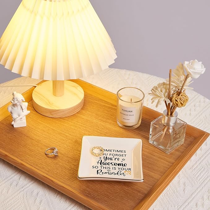 Birthday Gifts for Women Jewelry Dish - You are Awesome Gift for Best Friends Female Coworker Mom Mother's Day Christmas Retirement Valentines Gifts for Her