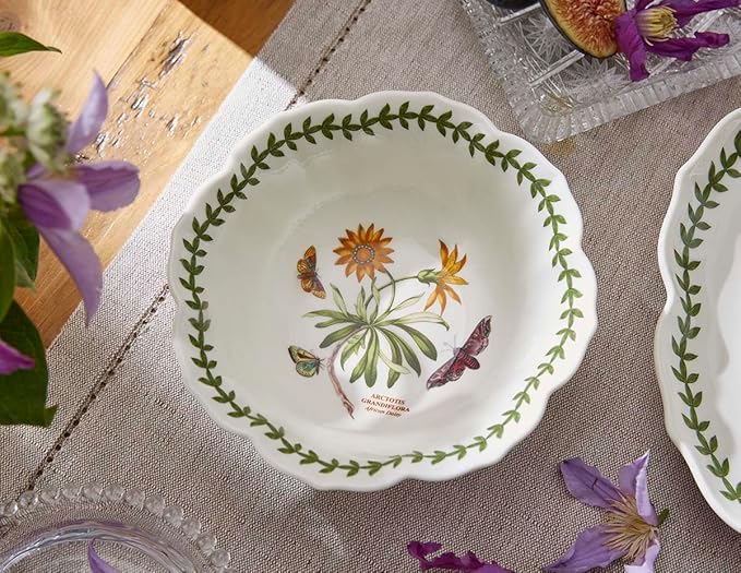 Portmeirion Botanic Garden Lotus Blossom Bowl, African Daisy Illustration, 6" Porcelain Floral Dish for Side, Snack or Dessert Use - Microwave, Oven, Freezer & Dishwasher Safe
