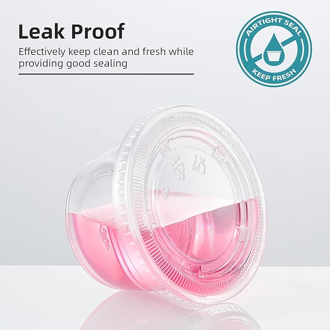 AOZITA 400 Set 4 oz Portion Cups, Jello Shot Cups with Lids, Disposable Plastic Condiment Dipping Sauce Cup, Small Containers for Salad Dressing