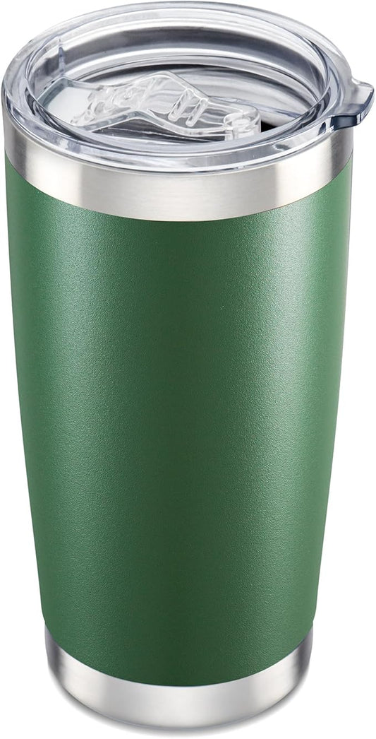 20 oz Tumbler with Lid Stainless Steel Double Wall Vacuum Insulated Tumblers Powder Coated Cups Travel Mug Keep Drinks Cold and Hot, Dark Green
