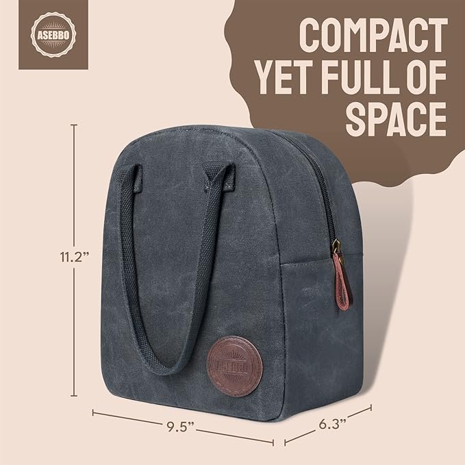 ASEBBO Lunch Tote Bag Box for Professional Women Men Reusable Insulated, Leakproof Waterproof Thermal Cooler Food Handbags High Capacity for Travel Work Picnic (Elegant Gray)