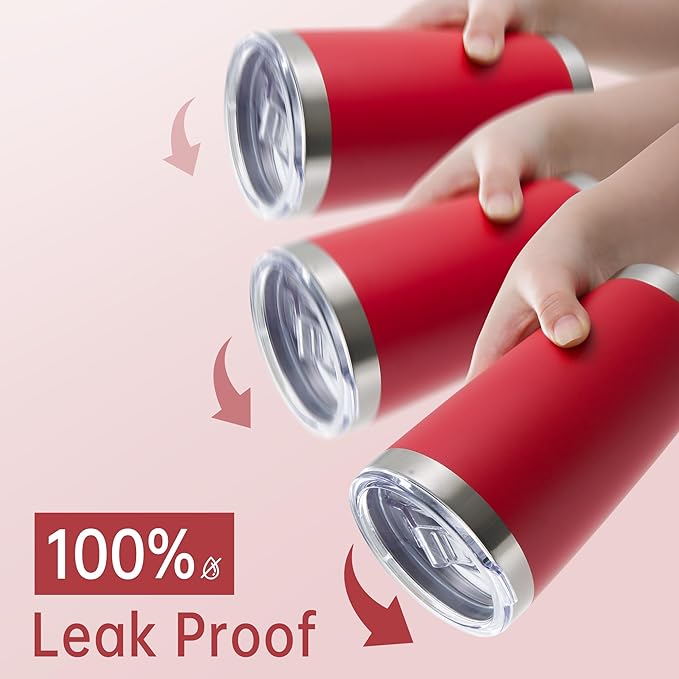 20 oz Tumblers Bulk Stainless Steel Tumbler with Lid Double Wall Vacuum Insulated Coffee Mug 20oz Powder Coated Cup for Hot and Cold Drinks, Red, 12 pack