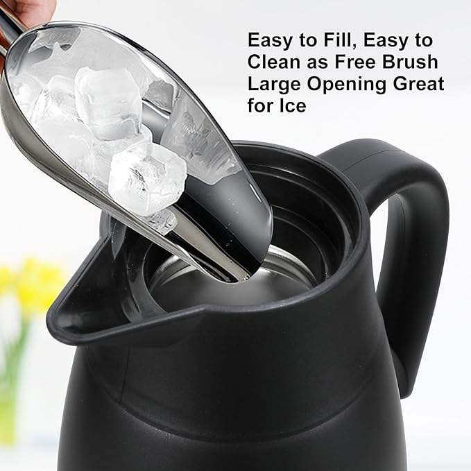 Updated Thermal Coffee Carafe, 70 Oz Insulated Stainless Steel Coffee Carafes for Keeping Hot Coffee & Water Hot Beverage-12Hours, Double Walled Vacuum Thermos Carafe(Black+White）