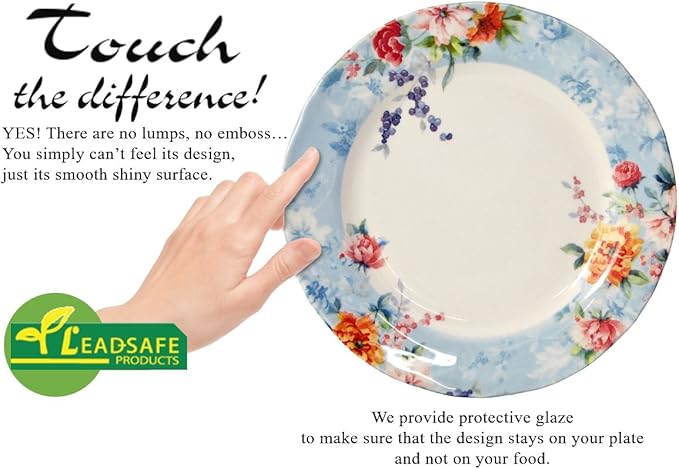 Tudor Royal 12-Piece Round Porcelain Dinnerware Set, Service for 4, Botanical Design, Summer Flowers, Plates Bowls Dishes, Glossy, Premium Quality Dish Set, Unique Pattern