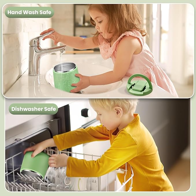 Soup Thermo for Hot Food 20oz Lunch Containers with Buckle Lid Wide Mouth Hot Food Jar Vacuum Insulated Stainless Steel Bento Box Leakproof with Spoon(Green)