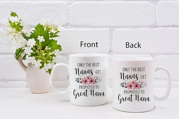 QASHWEY Nana Gifts Coffee Mug, Only the Best Nanas Get Promoted to Great Nana Coffee Cups Ceramic 11oz, Nana Birthday Gifts for Women, Mothers Day Gifts, Grandma Gifts from Grandchildren Tea Cup