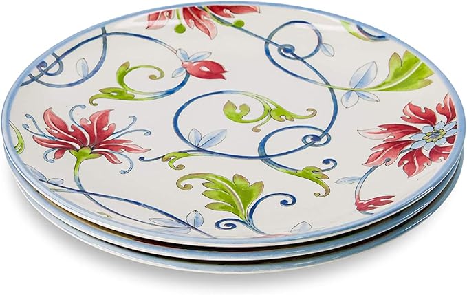 Tudor Royal 12-Piece Round Porcelain Dinnerware Set, Service for 4, Botanical Design, Summer Flowers, Plates Bowls Dishes, Glossy, Premium Quality Dish Set, Unique Pattern