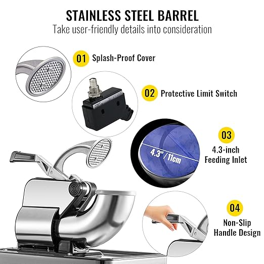 VEVOR 110V Commercial Ice Crusher 661LBS/H, ETL Approved 300W Electric Snow Cone Machine with Dual Blades, Stainless Steel Shaved Ice Machine with Safety On/Off Switch for Family, Restaurants, Bars