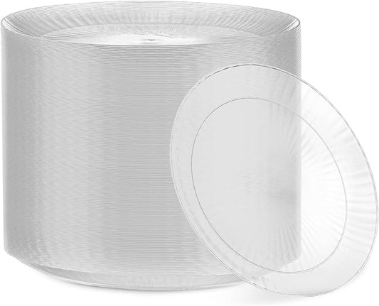 PLASTICPRO 240 Pack Crystal Like Clear Disposable 6 inch Plastic Plates Dinner Dishes Plates for Special Occasions Parties