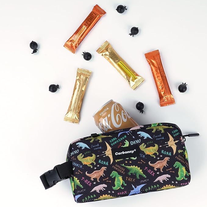 Cerbonny Small Cooler Bag Freezable Lunch Bag for Work School Travel,Small Insulated Bag For Kids/Adults,Freezer Lunch Bags,Mini Lunch Bag Fit For Yogurt,Suit for 3+(black dinosaur)