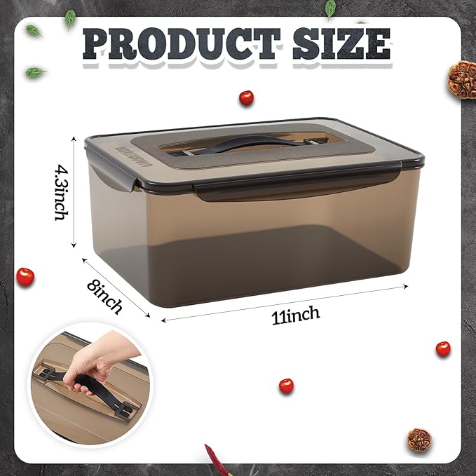 1 Pcs Marinating Containers with Lid 6.5 Quart Plastic Food Brining Containers Dishwasher Safe Grilling Accessories for Meat Chicken Turkey Rib BBQ Prep Storage