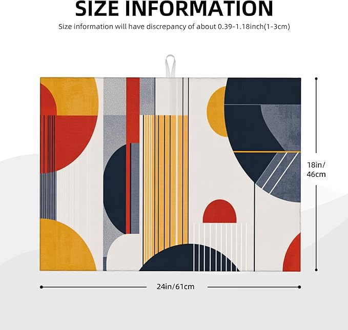 Boho Geometry Dish Drying Mat for Kitchen Counter Microfiber Super Absorbent Non-Slip Dish Drying Pad for Countertops Dishes Utensils Stylish Quick-Dry Machine Washable 18x24 Inch