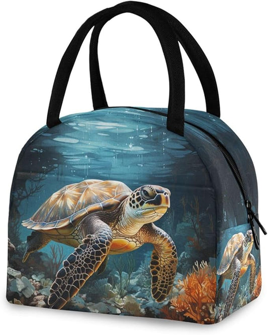 Sea Turtle Lunch Bag for Women Men Reusable Insulated Lunch Tote Bag for Office Work School Picnic Hiking