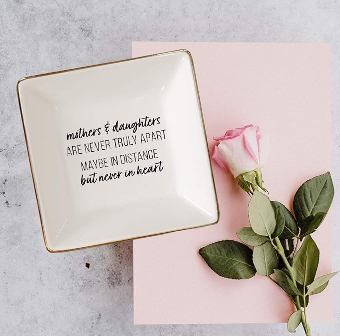 Simply Charmed Gift from Daughter or Mother's Day or Birthday Gift Between Mom and Daughter - Ceramic Jewelry Ring Dish or Tray