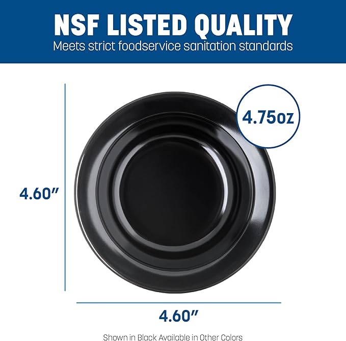 Carlisle FoodService Products Kingline Reusable Plastic Bowl Fruit Bowl with Rim for Home and Restaurant, Melamine, 4.75 Ounces, White, (Pack of 48)