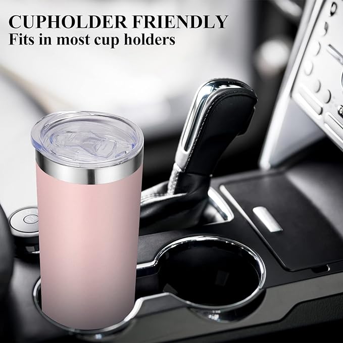 VEGOND Stainless Steel Skinny Tumbler, 20 oz Vacuum Insulated Tumbler with Lid and Straw, Double Wall Coffee Cup, Travel Mug for Cold Hot Drinks, Light Pink 1 Pack