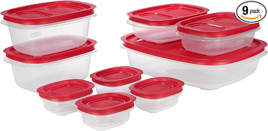 Rubbermaid EasyStore Large Containers, 18-Piece Set, Food Storage Containers, Food Storage Containers with Lids