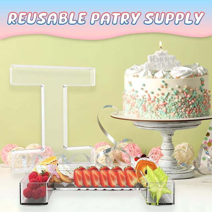 11" Acrylic Letter Charcuterie Box, Reusable Fillable Alphabet Number Shaped Form Tray for Birthday Anniversaries, Party Decorative Serving Plates Display Candy Cake (I)