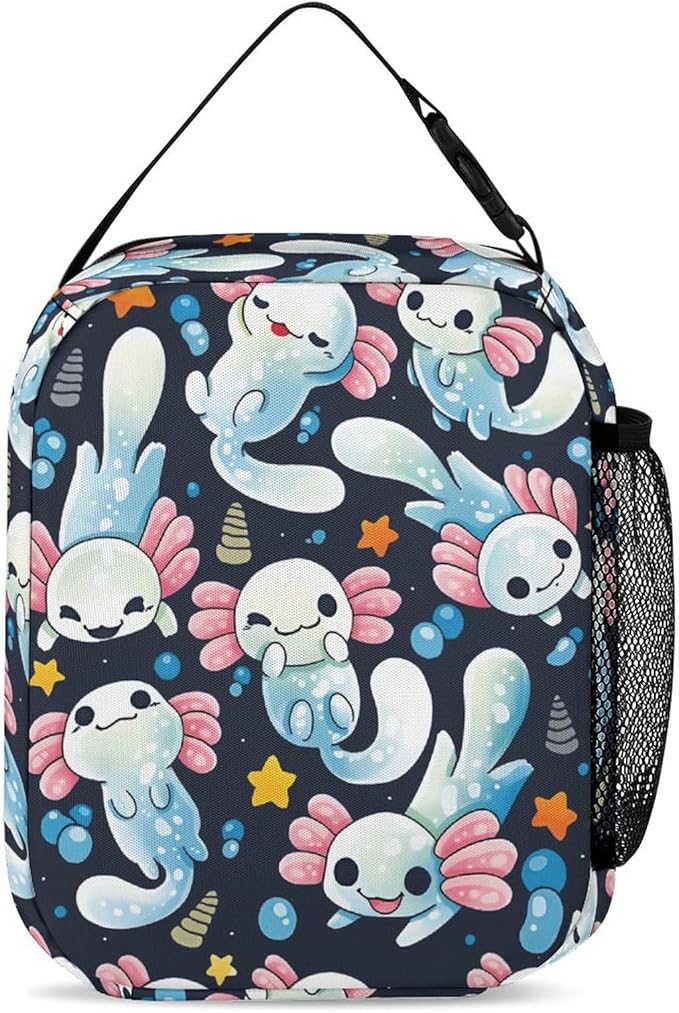Axolotl Lunch Box 10 Inch Reusable Insulated Axolotl Lunch Bag
