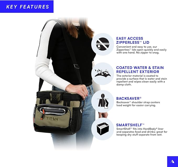 Titan by Arctic Zone Deep Freeze Cooler - Zipperless Hardbody Cooler - Deep Freeze Insulation, HardBody Liner, and SmartShelf