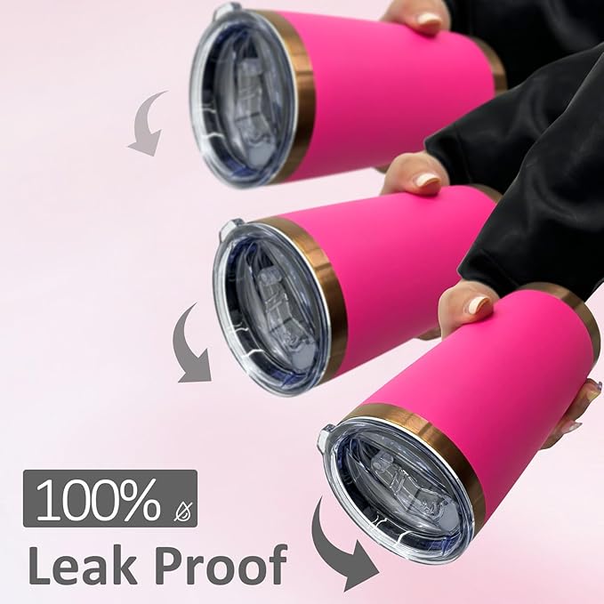 20 oz Tumbler Stainless Steel Tumbler with Lid and Straw, Double Wall Vacuum Insulated Travel Coffee Mug for Laser Engrave, Powder Coated Cup for Hot and Cold Drinks (Rosy,1 pack)