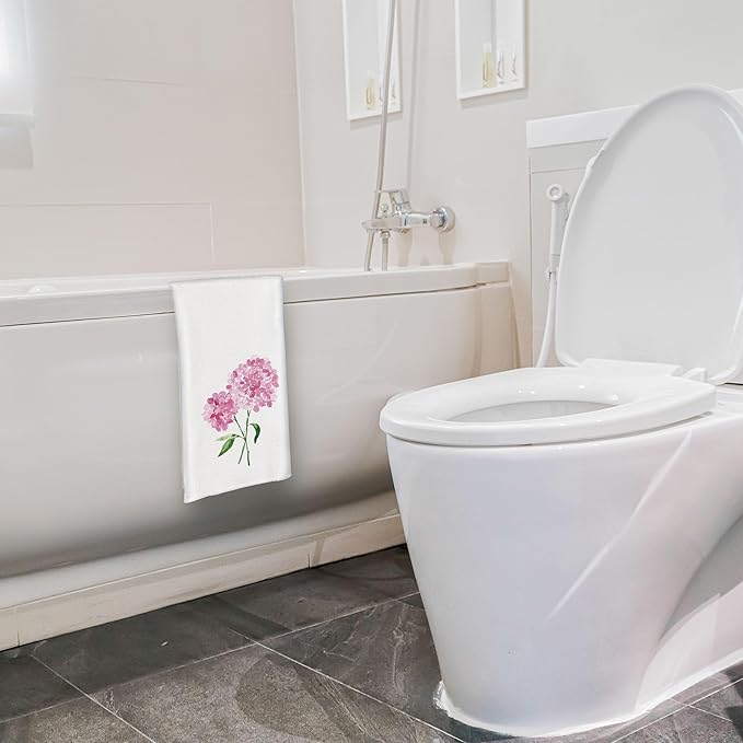 Pink Hydrangea Kitchen Towels Set of 4, Bloom Where You are Planted Pink and White Hydrangea Decorative Hand Towels for Bathroom, Hydrangeas Gifts, 16x24