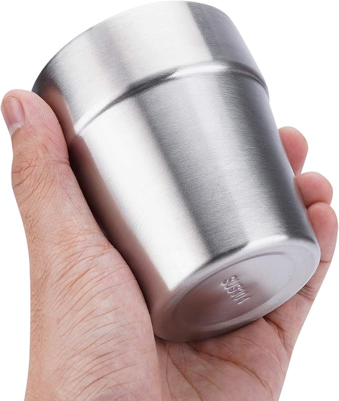 Beasea Stainless Steel Cups 8 oz, Metal Drinking Cups Set of 4, Stackable Stainless Steel Cups Double Wall Small Cup Insulated Drinking Cups Glasses for Home Restaurant Party Camping
