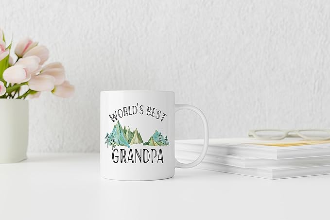 QASHWEY Grandpa Coffee Mug, Grandpa Gifts, BestGrandpa Mug, GrandpaCoffee Mugs Tea Cup Gifts for GrandpaPapa Dad Men, World’s Best GrandpaCoffee Cups Ceramic 11oz