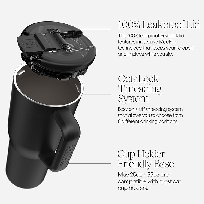 BrüMate Müv - 35oz 100% Leak Proof Insulated Coffee Mug with Handle & Lid - Stainless Steel Coffee Travel Mug - Double Walled Coffee Cup (Dark Aura)