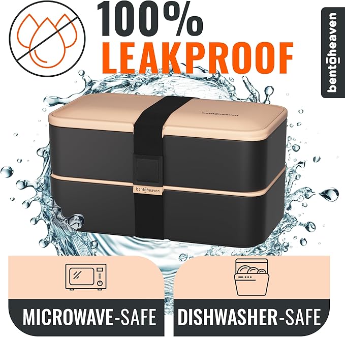 Bentoheaven Premium Bento Box Adult Lunch Box with Compartments for Women & Men, Set of Utensil & Chopsticks & Dip Container, Cute Japanese Kids Bento Lunch Box, Microwavable (Bingo Flamingo)