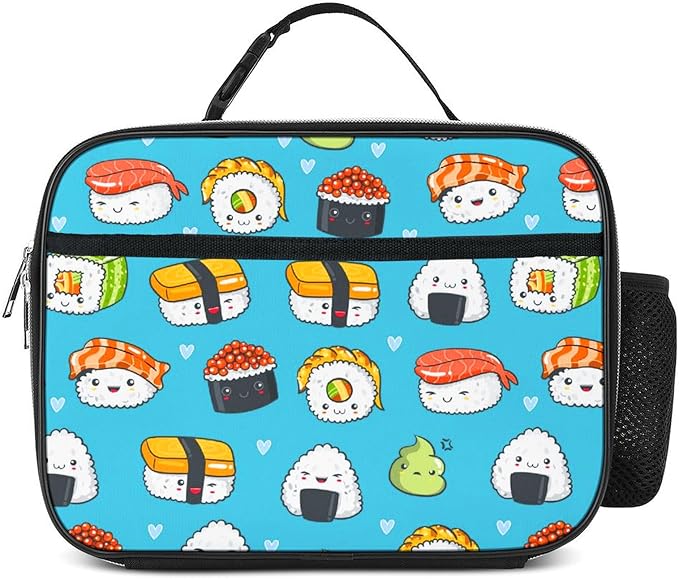 Sushi Lunch Box Insulated Reusable Lunch Bag Tote Cooler for Women Men Boy Girl School Work Office Picnic
