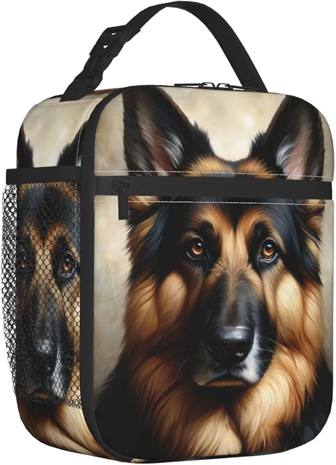 Reusable Cool Dog Lunch Box for Kids Girls Boys Women Adult, Insulated German Shepherd Lunch Bag,Polyester Cooler Handbags Case for School Picnic Work Travel Beach or Hiking