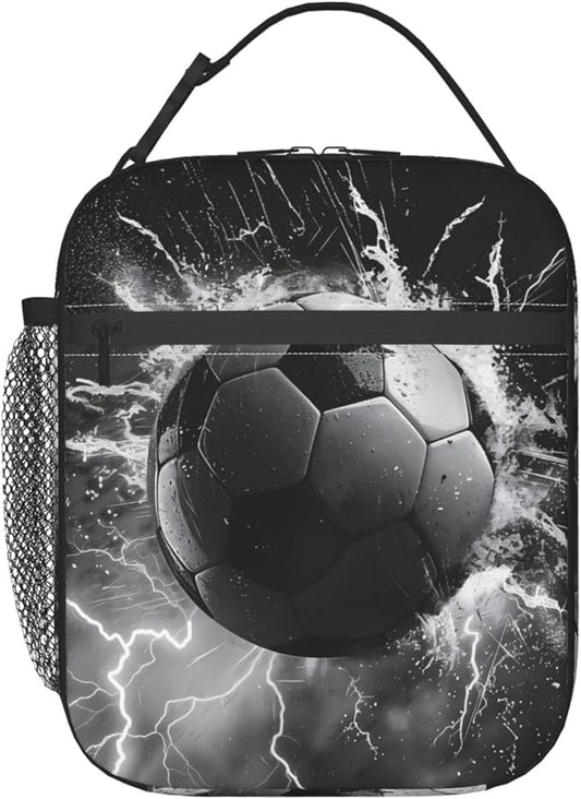 Soccer Insulated Lunch Box for Women Men Soccer Lunch Bag for Travel,or Fishing Polyester