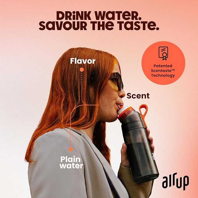 air up® water bottle (21oz) Twist starter set | sugar-free flavoring | dishwasher-safe, BPA-free (Electric Orange)