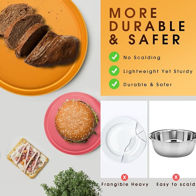 40-Piece Unbreakable Kids Dinnerware Set for Toddlers & Children, BPA-Free & Easy-Clean PP Plates and Bowls, Microwave & Dishwasher Safe, Complete Family Pack (Service for 8)