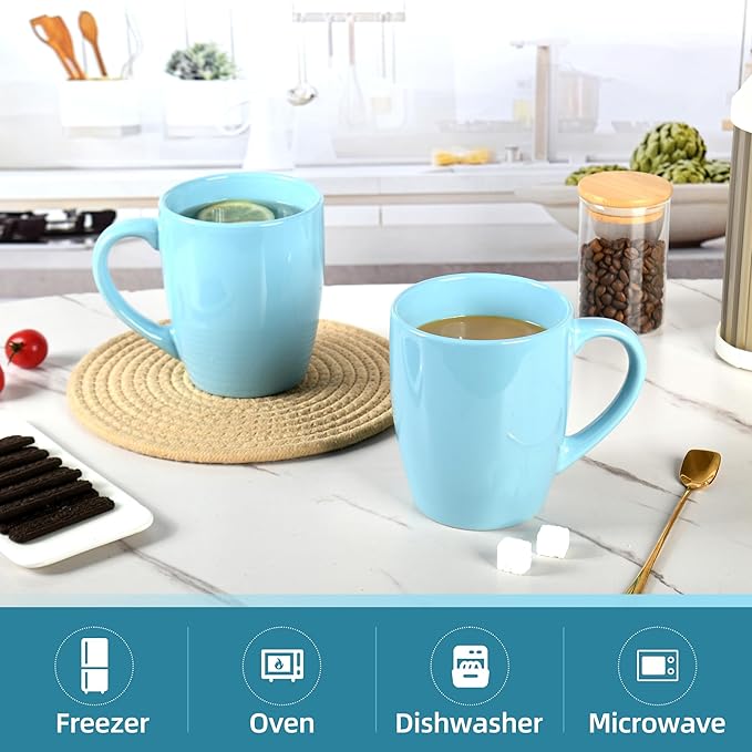 27OZ Extra Large Ceramic Coffee Mug, Jumbo Coffee Mugs, Big Tea Cups with a Large Handle for Office and Home set of 2 (Light blue)