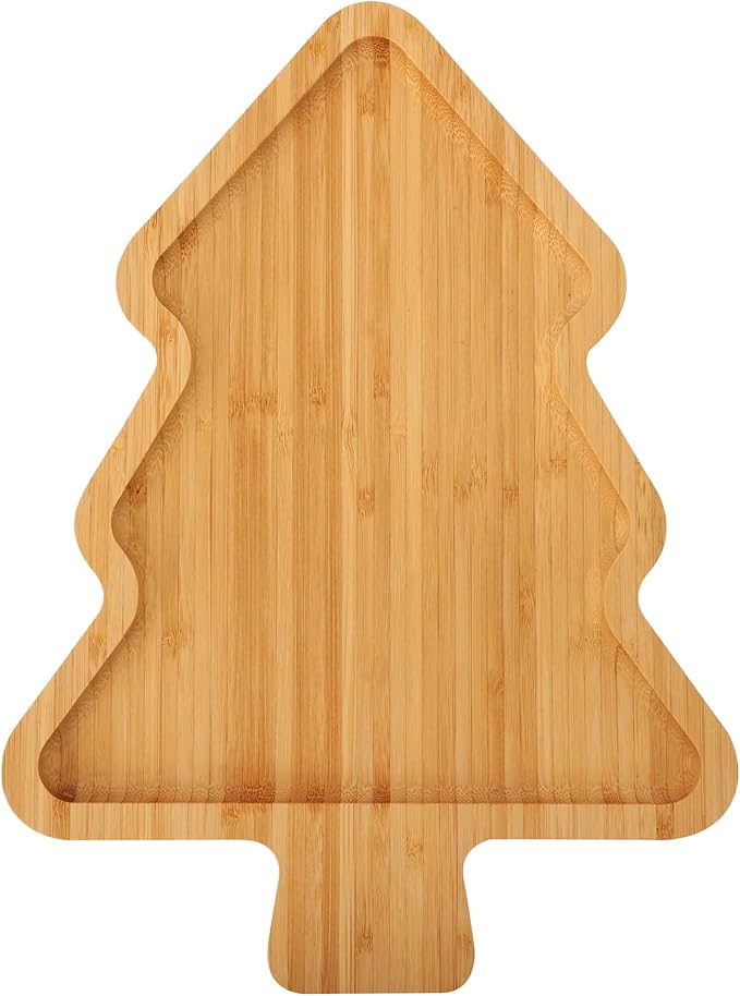 Christmas Serving Tray, Bamboo Christmas Tree Serving Platters Charcuterie Board, Christmas Serving Dishes, Table Decorations Supplies for Christmas Party